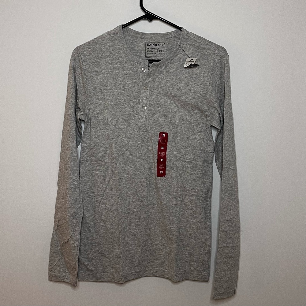 Express Grey Henley XS Slim Fit NWT